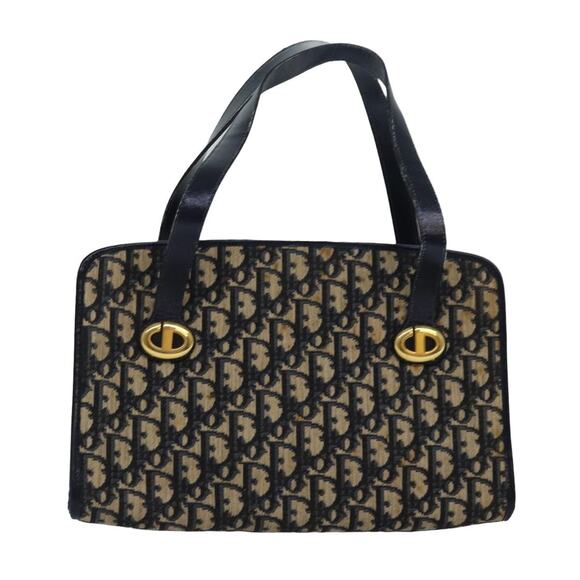 DIOR Trotter Canvas Hand Bag Canvas Navy - Picture 1 of 12